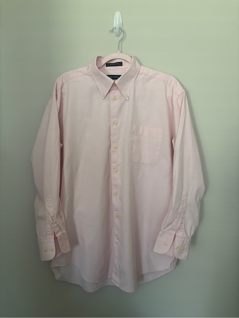 Nautica Men's Pale Pink Button-Front Dress Shirt 16.5 neck 32/33 100% cotton